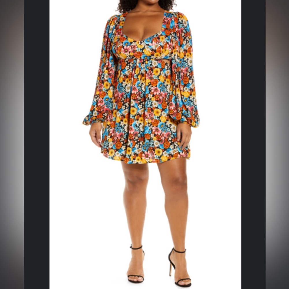 AFRM x Revolve Cutout Mini Floral Dress
